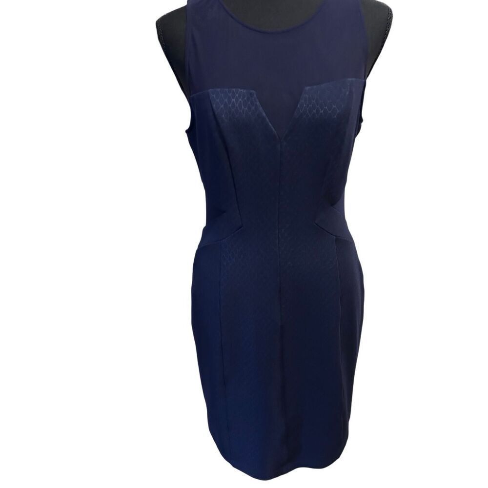 Guess Los Angeles Ivy Dress Size 4 Midnight Navy Blue Sheath Formal Dress Cockta